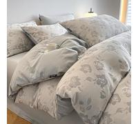 JZFOACHR Luxury Class A Jacquard Cotton Brushed Four-Piece Bedding Set Jacquard Bedding Set with Zipper Closure, Include 1 Duvet Cover and 2 Pillow Shams, All Seasons,Green,Full