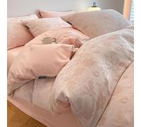 JZFOACHR Luxury Class A Jacquard Cotton Brushed Four-Piece Bedding Set Jacquard Bedding Set with Zipper Closure, Include 1 Duvet Cover and 2 Pillow Shams, All Seasons,Green,Full