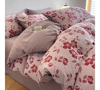 JZFOACHR Luxury Class A Jacquard Cotton Brushed Four-Piece Bedding Set Soft Cotton Brushed Comforter Cover Sets Jacquard Bedding Set with Zipper Closure, Include 1 Duvet Cover and 2 Pillow Shams, All