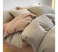 JZFOACHR Luxury Class A Jacquard Cotton Brushed Four-Piece Bedding Set Soft Cotton Brushed Comforter Cover Sets Jacquard Bedding Set with Zipper Closure, Include 1 Duvet Cover and 2 Pillow Shams, All
