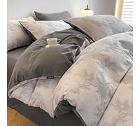 JZFOACHR Luxury Class A Jacquard Cotton Brushed Four-Piece Bedding Set Soft Cotton Brushed Comforter Cover Sets Jacquard Bedding Set with Zipper Closure, Include 1 Duvet Cover and 2 Pillow Shams, All