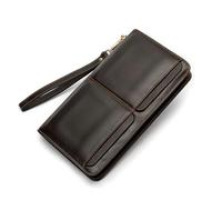 JZFOACHR Men Clutch Bag Wallets Genuine Leather Long Purses Large Capacity Business Wallet Zippers Cellphone Bags for Male,
