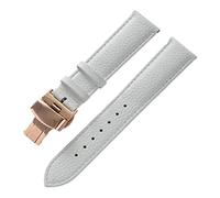 JZFOACHR Men Lychee Pattern Soft Colorful Genuine Leather Watch Strap with Quick Release Butterfly Buckle Replacement Accessories(White,13mm), 13mm, agate
