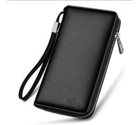 JZFOACHR Multi-Card Long Wallet, Men's Leather Wallet, Multifunctional Zipper Card Holder Clutch,Luggage (Brown)