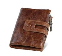 JZFOACHR Oil Leather Vertical Buckle Money Clip Retro Wallet Short Money Clip Portable Wallet Card Clip,D-11.5 * 2 * 10.5cm