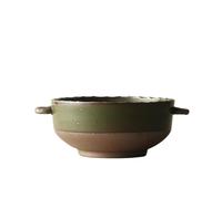 JZFOACHR Ramen Bowl Handmade Stoneware Tableware Household Large Soup Bowl Rice Noodle Soup Bowl Double-Eared Bowl Breakfast Bowls(B)
