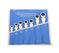 JZFOACHR Ratchet Spanner Set 1 pcs 8-19mm Ratchet Wrench Set of Tools 72 Teeth Ratcheting Spanners Multitools Head Matte Or Mirror Polish with Roll-up Pouch (Color : Matte Polish)