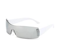 JZFOACHR - Retro One-Piece Rimless Sunglasses Women Rectangle Sun Glasses Ladies Wrap Around UV400 Eyewear Shades, One colour, One Size