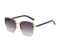 JZFOACHR Retro Oversized Metal Half Frame Three-color Gradient Sunglasses Women's Sun Glasses