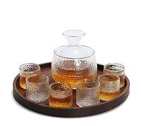 JZFOACHR Sake Set of Cup Set,Ceramic Cups, Crafts Wine Glasses,7 Pieces,Sake Warmer Set with 4 Sake Cups,Wine Glass Set for Warm/Cold Sake Service