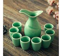 JZFOACHR Sake Set Pottery Chinese Celadon Sake Set Retro Ceramic Cups Crafts Wine Glasses