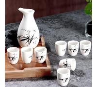 JZFOACHR Sake Set,Traditional Hand Painted Design Porcelain Pottery Ceramic Cups Crafts Wine Glasses 9Piece,Sake Carafe Home Decor Crafts