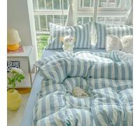 JZFOACHR Simple Stripe Cotton Duvet Cover Set, Pink Stripes Bedding Set, Peach Pink White Striped Design,100% Washed Cotton Queen Checkered Gingham Duvet Cover,Pink,Queen