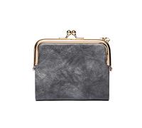 JZFOACHR Small Fashion Ladies Square Short Wallet PU Leather Card Holder Metal Small Coin Purse Vintage Women's Clutch,Luggage (H)