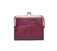 JZFOACHR Small Fashion Ladies Square Short Wallet PU Leather Card Holder Metal Small Coin Purse Vintage Women's Clutch,Luggage (H)