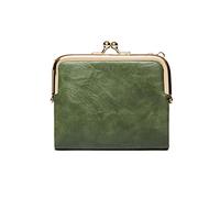 JZFOACHR Small Fashion Ladies Square Short Wallet PU Leather Card Holder Metal Small Coin Purse Vintage Women's Clutch,Luggage (H)