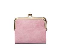 JZFOACHR Small Fashion Ladies Square Short Wallet PU Leather Card Holder Metal Small Coin Purse Vintage Women's Clutch,Luggage (H)