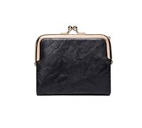 JZFOACHR Small Fashion Ladies Square Short Wallet PU Leather Card Holder Metal Small Coin Purse Vintage Women's Clutch,Luggage (H)