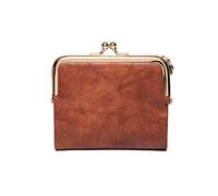 JZFOACHR Small Fashion Ladies Square Short Wallet PU Leather Card Holder Metal Small Coin Purse Vintage Women's Clutch,Luggage (H)