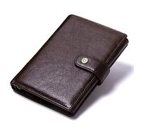JZFOACHR Small Leather Wallet Male Genuine Leather Wallets Men Hasp Purse with Passcard Pocket and Card Holder,Luggage (Black)