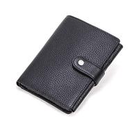 JZFOACHR Small Leather Wallet Male Genuine Leather Wallets Men Hasp Purse with Passcard Pocket and Card Holder,Luggage (Black)