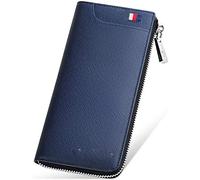 JZFOACHR Small Men's Credit Card Holder, Leather Card Case, Multifunctional Large Capacity Long Wallet,Luggage (Brown)