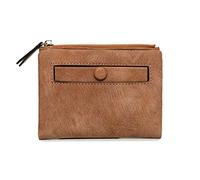 JZFOACHR Small Women Lady PU Leather Wallets Fashion Korean Multifunctional Frosted Female Short Retro Coin Purse Clutch Card Holder,Luggage (E)