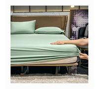 JZFOACHR Soft Twin Fitted Sheet 100% Cotton No Pop-Off Elastic Deep Pocket Cooling Bed Linen Sateen Weave Bottom Sheets for Adults (Color : Green, Size : Full)