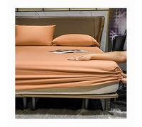 JZFOACHR Soft Twin Fitted Sheet 100% Cotton No Pop-Off Elastic Deep Pocket Cooling Bed Linen Sateen Weave Bottom Sheets for Adults (Color : Green, Size : Full)