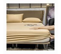 JZFOACHR Soft Twin Fitted Sheet 100% Cotton No Pop-Off Elastic Deep Pocket Cooling Bed Linen Sateen Weave Bottom Sheets for Adults (Color : Green, Size : Full)