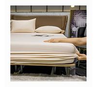 JZFOACHR Soft Twin Fitted Sheet 100% Cotton No Pop-Off Elastic Deep Pocket Cooling Bed Linen Sateen Weave Bottom Sheets for Adults (Color : Green, Size : Full)