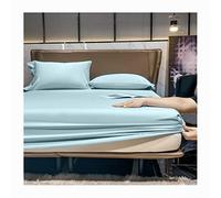 JZFOACHR Soft Twin Fitted Sheet 100% Cotton No Pop-Off Elastic Deep Pocket Cooling Bed Linen Sateen Weave Bottom Sheets for Adults (Color : Green, Size : Full)