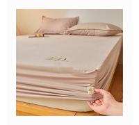 JZFOACHR Soft Twin Fitted Sheet 100% Cotton No Pop-Off Elastic Deep Pocket Cooling Sheets Sateen Weave Wrinkle Free Comfy Luxury Bedcover(B,X-Long Twin)