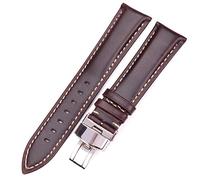 JZFOACHR Stylish and elegant Watch Straps for Men Women, Women Men Vintage Smooth Watch Band Strap Dark Brown Leather Bracelet Metal Butterfly Deployment Clasp Buckle