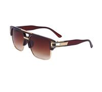 JZFOACHR Trendy Luxury Men's Sunglasses Square Large Frame Mirror Gradient Clear Lens Metal Shades Anti UV400
