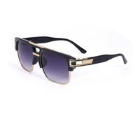 JZFOACHR Trendy Luxury Men's Sunglasses Square Large Frame Mirror Gradient Clear Lens Metal Shades Anti UV400