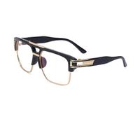 JZFOACHR Trendy Luxury Men's Sunglasses Square Large Frame Mirror Gradient Clear Lens Metal Shades Anti UV400