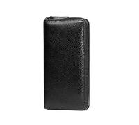 JZFOACHR Vintage Leather Wallet Men's Large Capacity Business Coin Purses Zipper Clutch Bag Coins Pocket Can Put Checkbook Card Holder