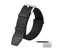 JZFOACHR Vintage Nylon and Genuine Leather Splicing Watchband Breathable Anti-sweat Watch Strap for Dial Quartz Watch
