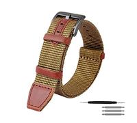 JZFOACHR Vintage Nylon and Genuine Leather Splicing Watchband Breathable Anti-sweat Watch Strap for Dial Quartz Watch