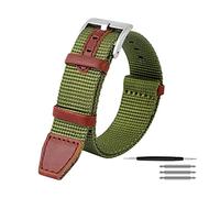 JZFOACHR Vintage Nylon and Genuine Leather Splicing Watchband Breathable Anti-sweat Watch Strap for Dial Quartz Watch