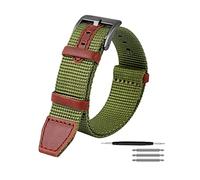JZFOACHR Vintage Nylon and Genuine Leather Splicing Watchband Breathable Anti-sweat Watch Strap for Dial Quartz Watch