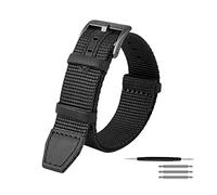 JZFOACHR Vintage Nylon and Genuine Leather Splicing Watchband Breathable Anti-sweat Watch Strap for Dial Quartz Watch