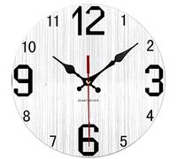JZFOACHR Wall Clock Home Decor Wall Art Farmhouse Rustic Wooden Clock Battery Operated Easy to Read Classic Round Wall Clock for Living Room Office Classroom Made in China
