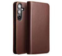 JZFOACHR Wallet Case for Galaxy S25/S25 Plus/S25 Ultra, Genuine Leather Flip Case with Card Holder Stand Feature, Folio Cover Phone Case for Women and Men,for S25 Plus,Brown