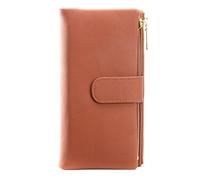JZFOACHR Wallet,Large Capacity Women's Wallets Two Zipper Coin Phone Pocket Long Wallet Female Pu Leather Women Clutch Purse (G 19 cm)