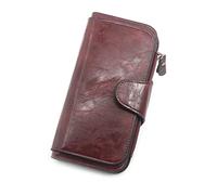 JZFOACHR Wallet,Women's Wallet Made of Leather Wallets Three Fold Vintage Womens Purses Mobile Phone Purse Female Coin Purse (E 19 * 10 * 2cm)