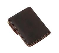 JZFOACHR Wallets,1PCS Handmade Short Wallet Men's Retro Zipper Wallet Wallet Card Holder Coin Case (A 120 * 90 * 15MM)