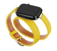 JZFOACHR Watch Band for Ultra 49mm 40mm 41mm Double Tour Leather Strap 45mm 42mm 44mm Series for 9 8 7 6 Se 5 4 3 2 for Iwatch 6 38mm Bright Yellow 42mm 4 in, 42MM 44MM 45MM 49MM
