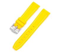 JZFOACHR Waterproof Rubber Watchband Fit For Watch Band 20mm Folding Buckle Watch Accessories For Watchbands For men women Watchband (Color : Yellow white line, Size : 20mm)